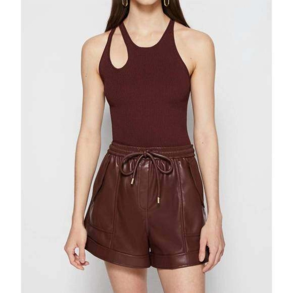 Jonathan Simkhai Top Womens XS/S? Red Mahogany Marte Cut Out Tank Crew Neck‎